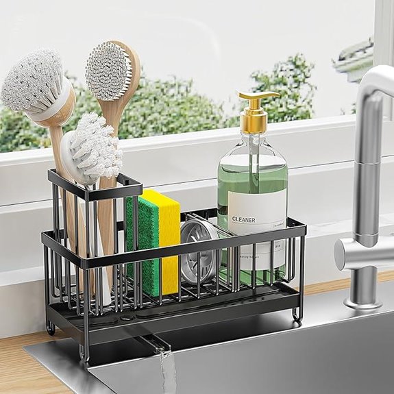 Cisily Black Sink Organizer with Brush Holder