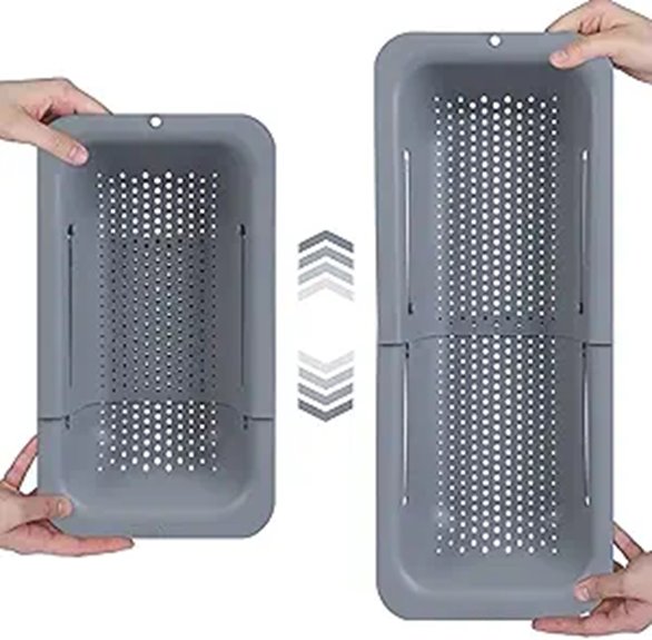 Blue Ginkgo Extendable Over-the-Sink Colander Basket