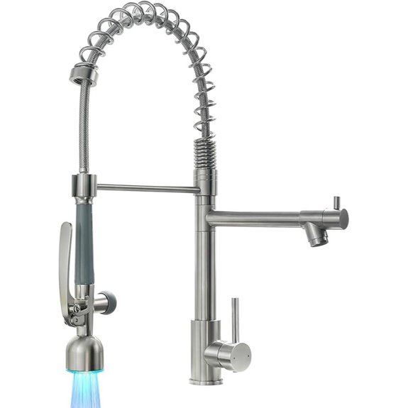 Fapully Brushed Nickel Pull-Down Kitchen Faucet with LED