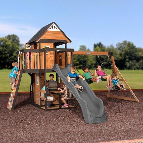Backyard Discovery Canyon Creek Playset with Slides and Swings