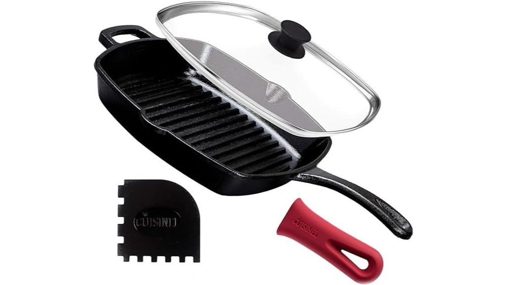cast iron square grill set