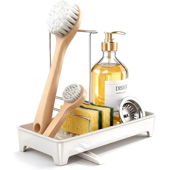 Ceramic-Inspired Sink Caddy with Stainless Brush Holder