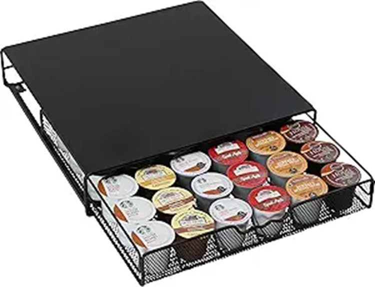 DecoBrothers K-Cup Holder Drawer for 36 Coffee Pods Storage Black