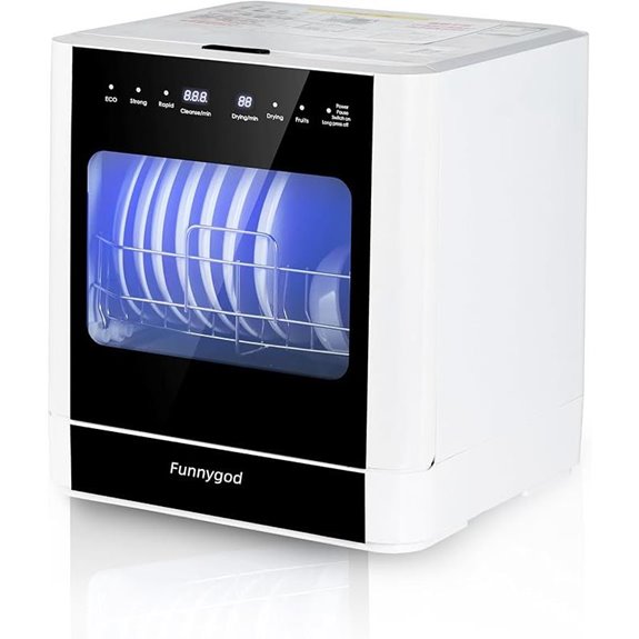 Portable Countertop Dishwasher with 4 Modes and Disinfection