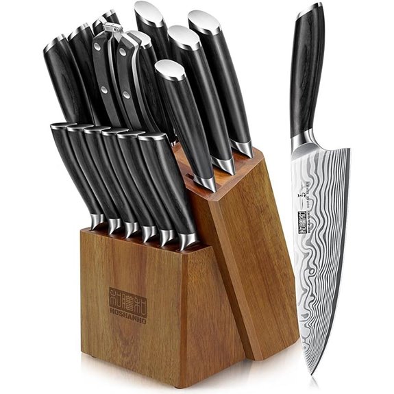 HOSHANHO 16-Piece Kitchen Knife Set with Block