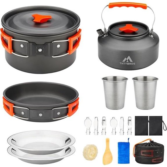 17pcs Camping Cookware Set with Cups and Utensils