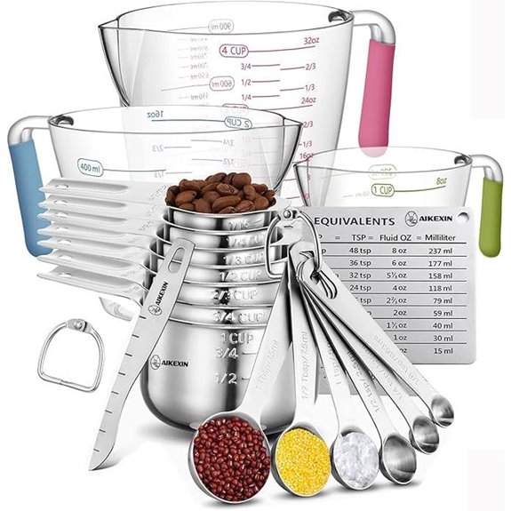 20-Piece Stainless Steel Measuring Cups and Spoons Set