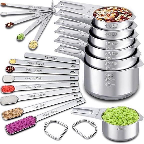 20-Piece Stainless Steel Measuring Cups & Spoons Set