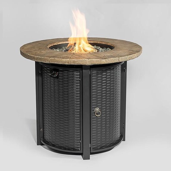 Concrete Round Gas Fire Pit with Lid and BTU