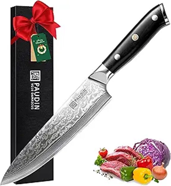 PAUDIN Damascus Chef Knife 8-Inch Japanese Steel