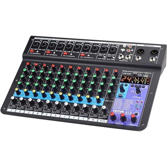 Dj Console 12-Channel Mixer with USB Bluetooth Effects