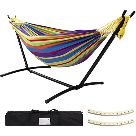 SZHLUX Double Hammock with Steel Stand and Carry Bag