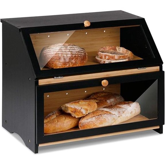 HOMEKOKO Double Layer Wooden Bread Box