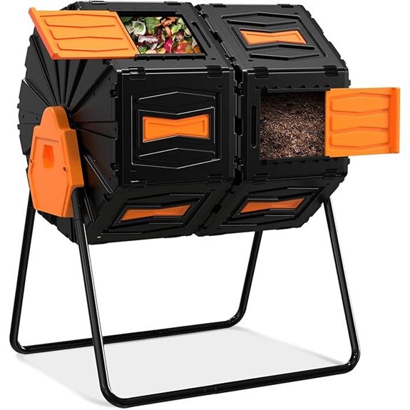 Dual-Chamber 45 Gallon Compost Tumbler for Yard Waste