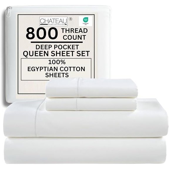Egyptian Cotton Queen Bed Sheets 800 TC Deep Pocket