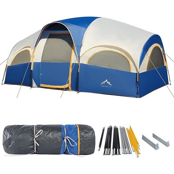 8-Person Waterproof Camping Tent with Rainfly and Divider