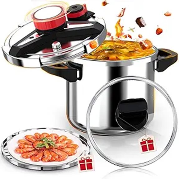 18/8 Stainless Steel 8 Qt Pressure Cooker with Lid