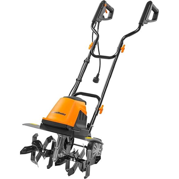 LawnMaster TE1318W1 Corded Electric Tiller 13.5-Amp 18-Inch Orange