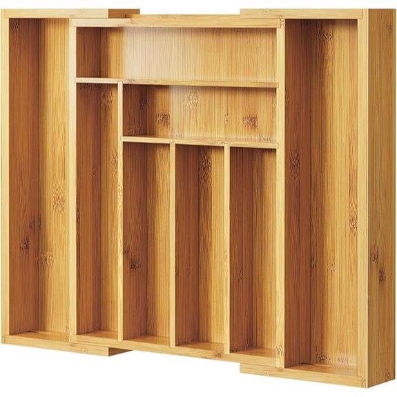 expandable bamboo silverware organizer