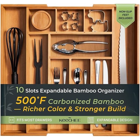 expandable carbonized bamboo organizer