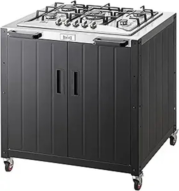 Movable Outdoor Gas Grill with 5 Burners and Cabinet