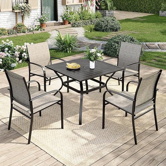 5-Piece Patio Dining Set with Umbrella Hole