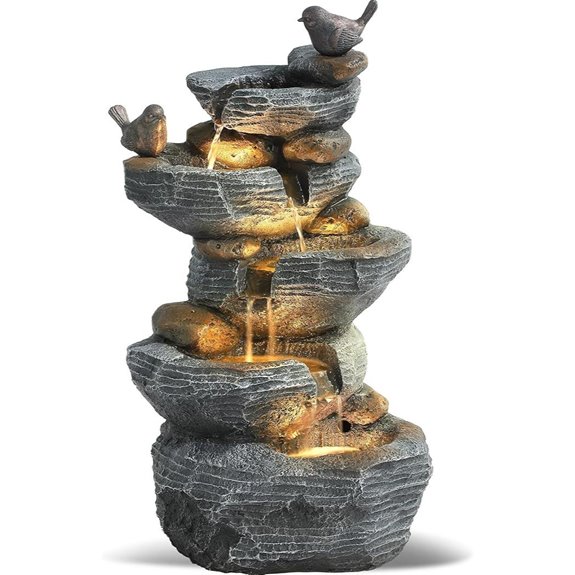 Grepatio 5-Tier Cascading Water Fountain with LED Lights
