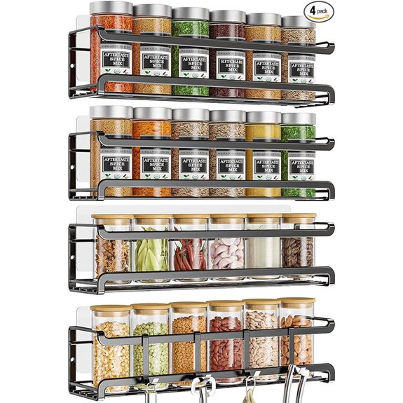Wall-Mounted 4 Pack Spice Rack Organizer