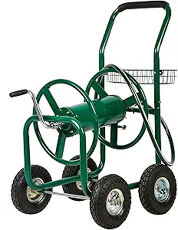 FDW Garden Hose Reel Cart with Storage Basket