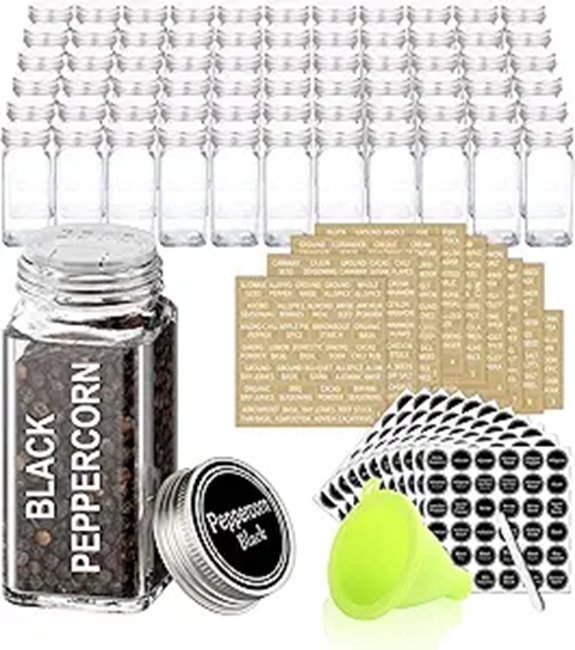 SWOMMOLY 66 Glass Spice Jars with Labels & Funnel