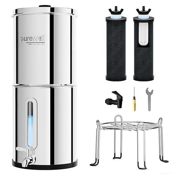 Purewell 2.25G Gravity Water Filter System with Stand