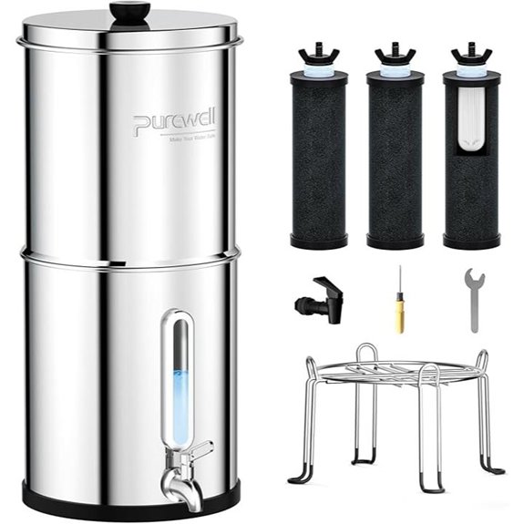 Purewell 2.25G Gravity Water Filter System with 3 Filters