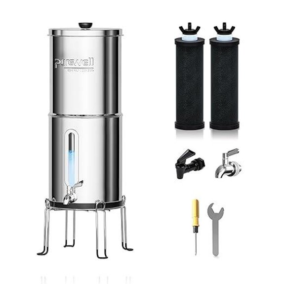 Purewell 1.5G Gravity Water Filter System with Filters