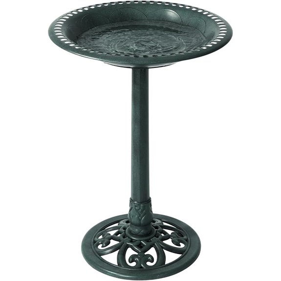 Outdoor Garden Bird Bath Green Weather-Resistant 27 Inch