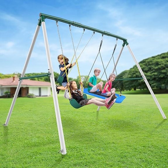 Hapfan 7.3ft Heavy Duty Metal Swing Set