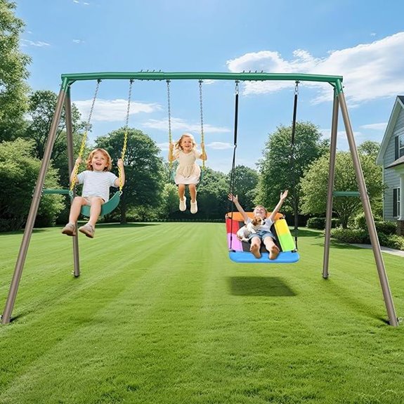 Hapfan Heavy Duty 7.3ft Swing Set with 3 Swings