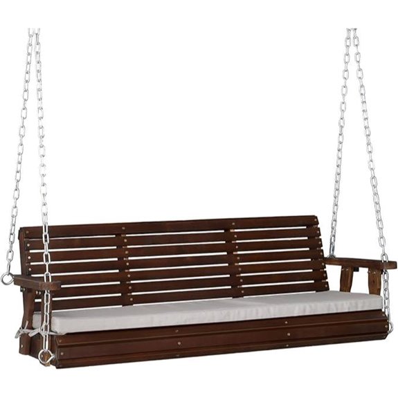 VINGLI Heavy Duty 5FT Wooden Porch Swing with Cushion