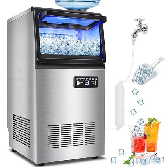 Commercial Ice Maker 140LBS/24H with LCD and Self-Cleaning