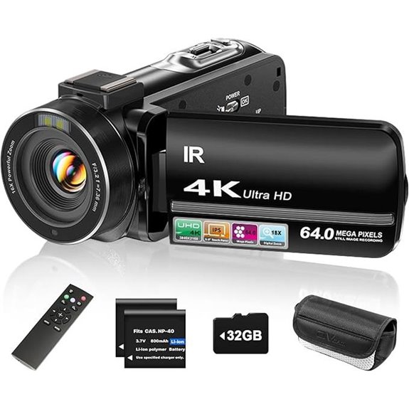 4K Vlogging Camera with Night Vision and Remote