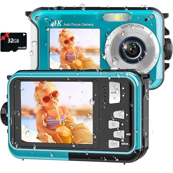 4K Waterproof Underwater Camera with Dual Screen