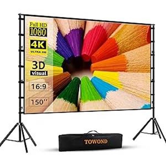 TOWOND 150 Indoor/Outdoor Projector Screen with Stand