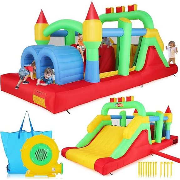 Whubefy Inflatable Bounce House with Slide and Tunnels