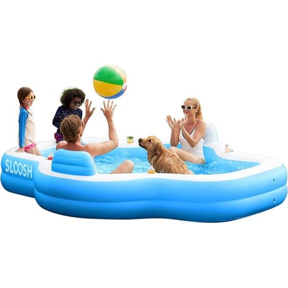 SLOOSH Inflatable Family Pool with Seats and Cup Holders