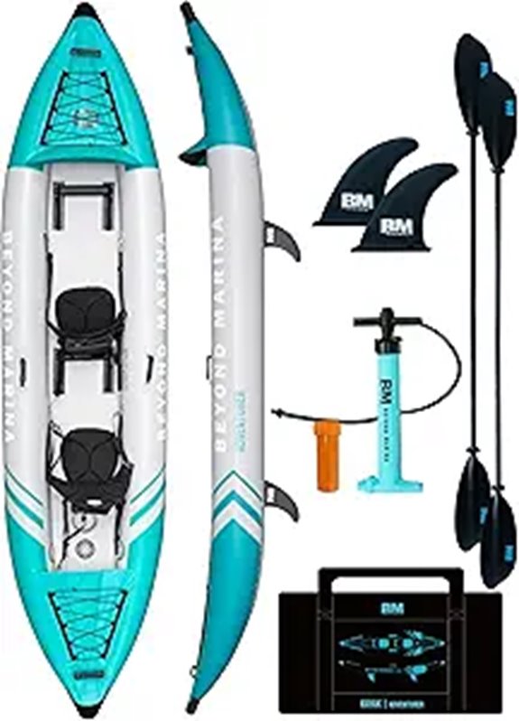 Tandem Inflatable Kayak with Paddles Seats & Pump