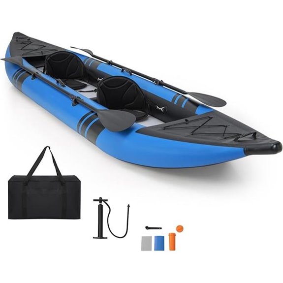 GYMAX Inflatable Tandem Kayak with Paddles & Accessories