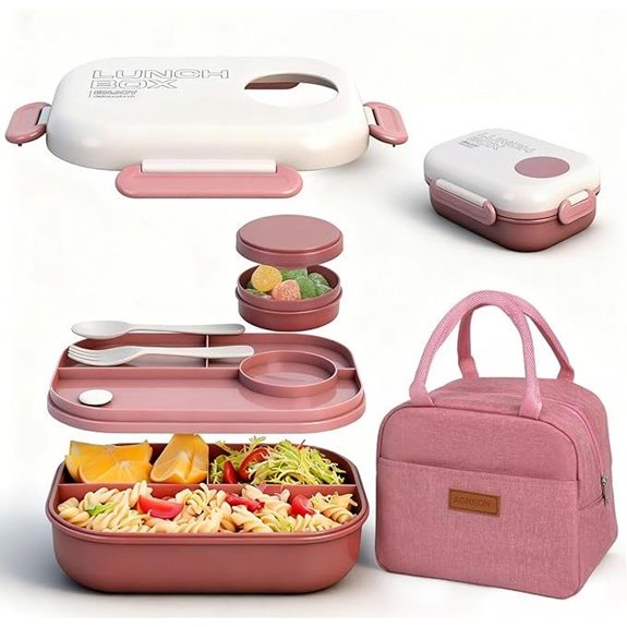Insulated 3-Compartment Bento Lunch Box with Utensils