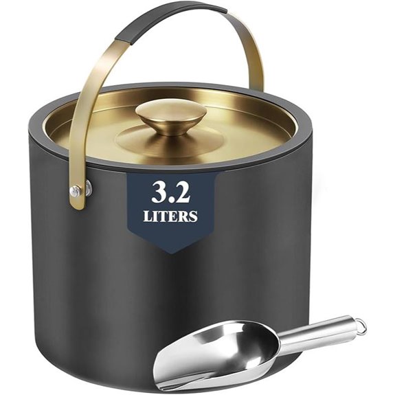 Insulated Stainless Steel Champagne Bucket with Lid & Scoop