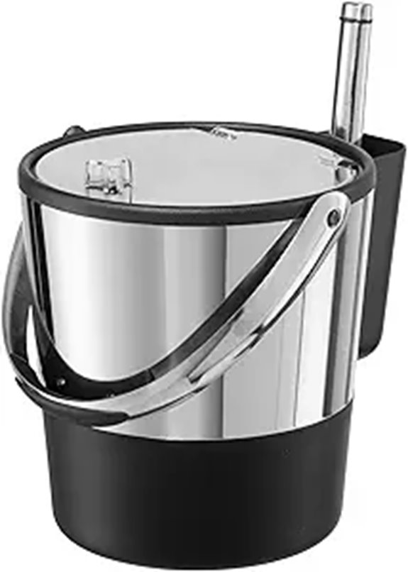 Oggi Insulated Ice Bucket 4 Quart / 3.8 L Stainless Steel Black.