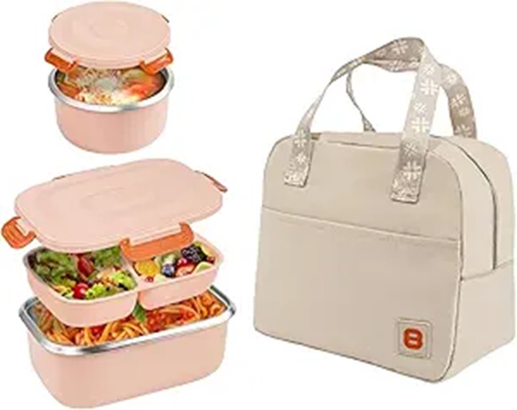 Insulated Stainless Steel Bento Box with Containers