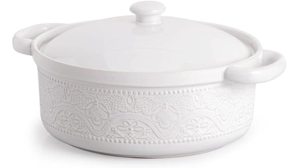 lace emboss casserole dish